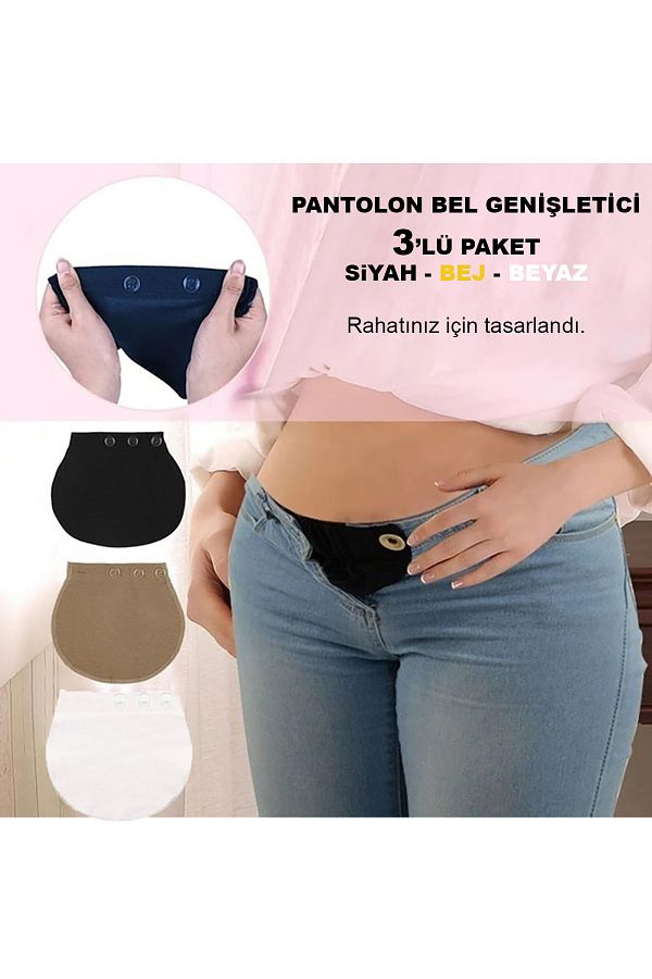 Pimobile Maternity Pants Waist Expander Pants Expander for Women Black beige white Set of 3