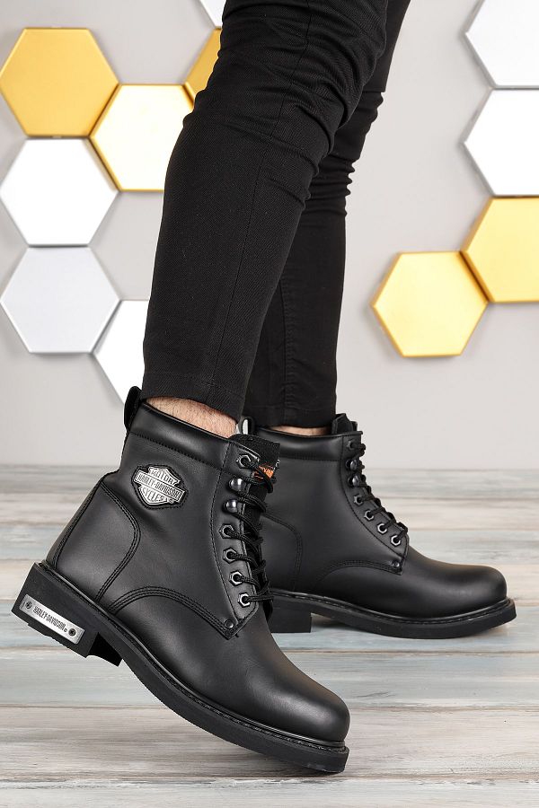 Harley Davidson Gibson Men s Biker Boots Black Trendyol