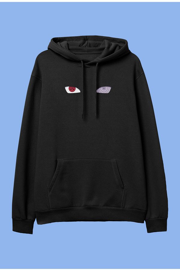 Akihabara Oversize Sharingan And Rinnegan Eye Design Printed Hooded Sweatshirt Hoodie Trendyol