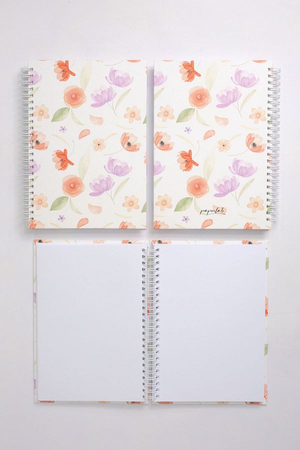 paperlab-A5 Poppy Patterned Spiral Hard Cover Unlined Notebook 1