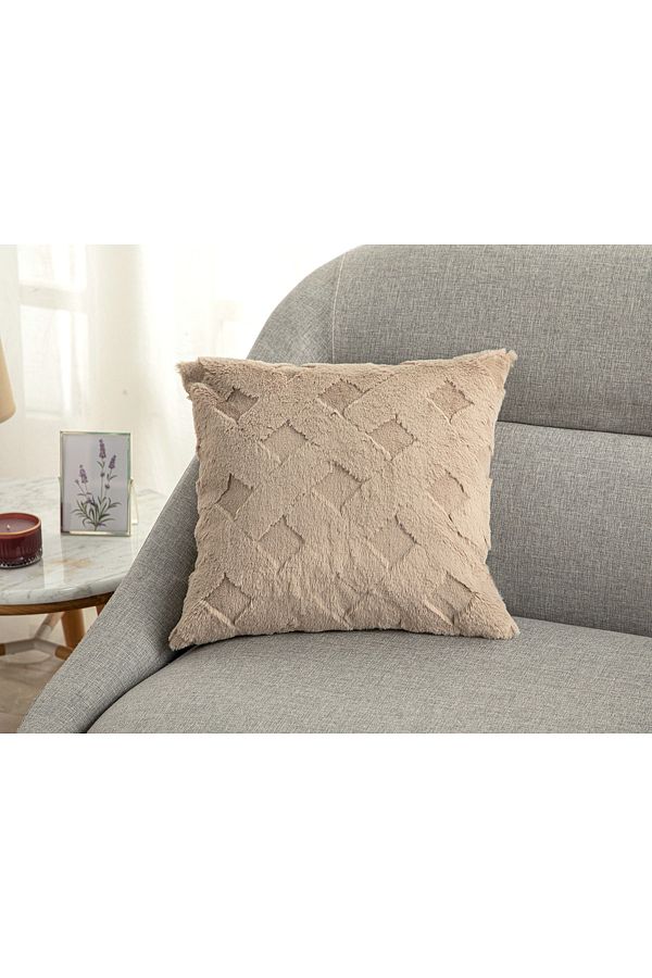 English Home Beige Colored Rabbit Grid Throw Pillow 45x45 Cm Trendyol