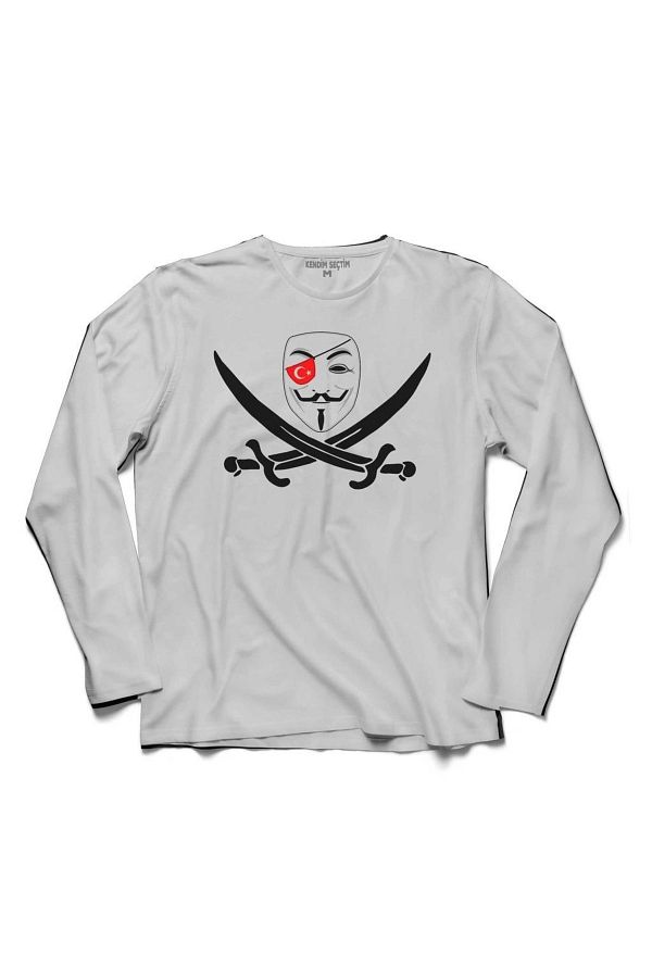 Kendim Seçtim-Tricou cu mânecă lungă Anonymous Turkey Turkish Hacker Computer Software 1
