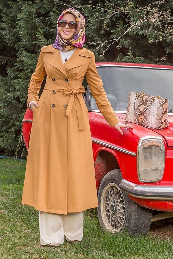 Rabia aml Fairy Tale Trench Coat Mustard Trendyol