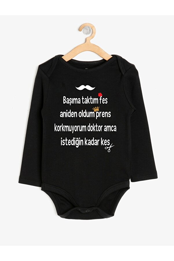 venüsdijital Sünnet Kıyafeti Siyah Uzun Kollu Sünnet Zıbını Model 20221