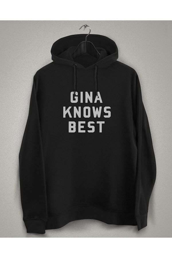 YEACHY Women s Black Brooklyn Nine nine Hooded Printed Sweatshirt Trendyol