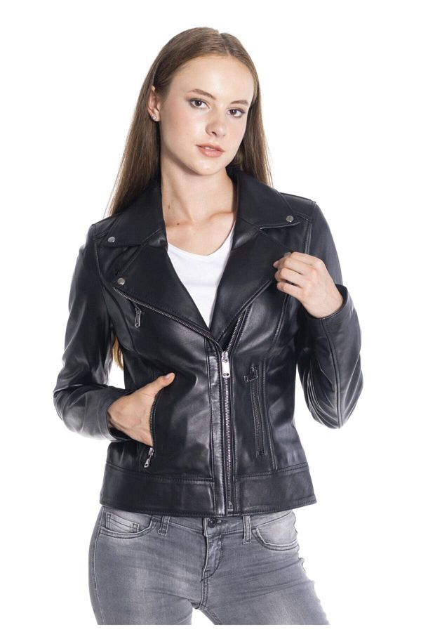 DERİNSS-Women's Black Genuine Leather Coat Dka2048 1