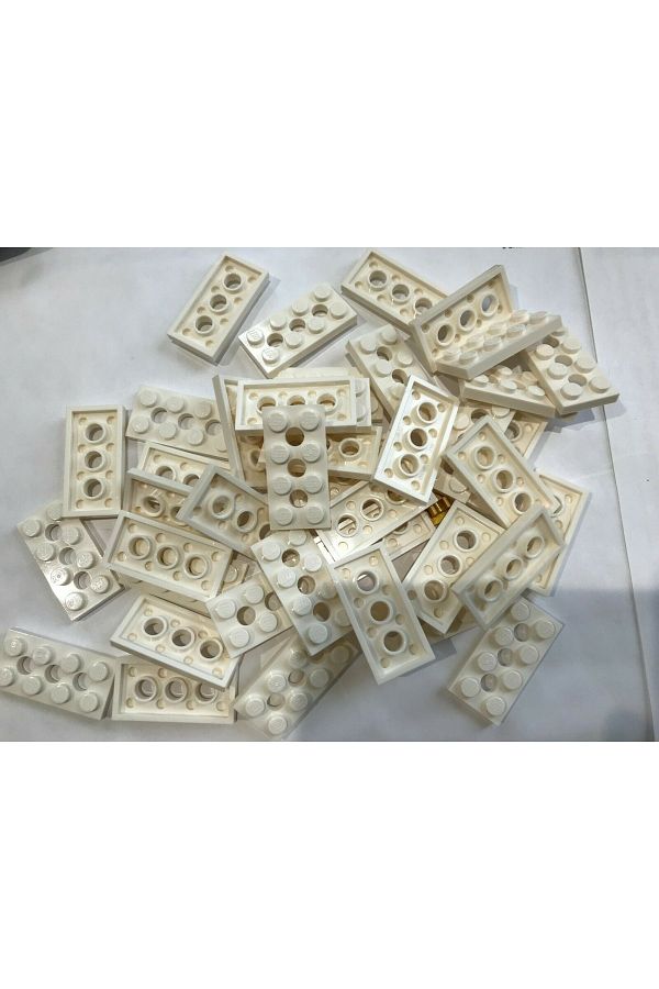 LEGO-لوحة تكنيك Moc المخصصة 2 × 4 من الطوب المسطح مع فتحة دبوس في المنتصف باللون الأبيض 2 قطعة سيتم إرسالها 1