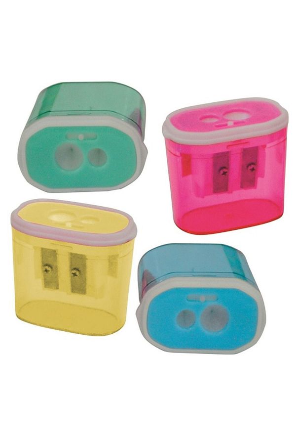 Bubu-Bu-bu Pencil Sharpener Transparent Rectangular Double 4 Colors Kt0009 (Pack of 24) 1