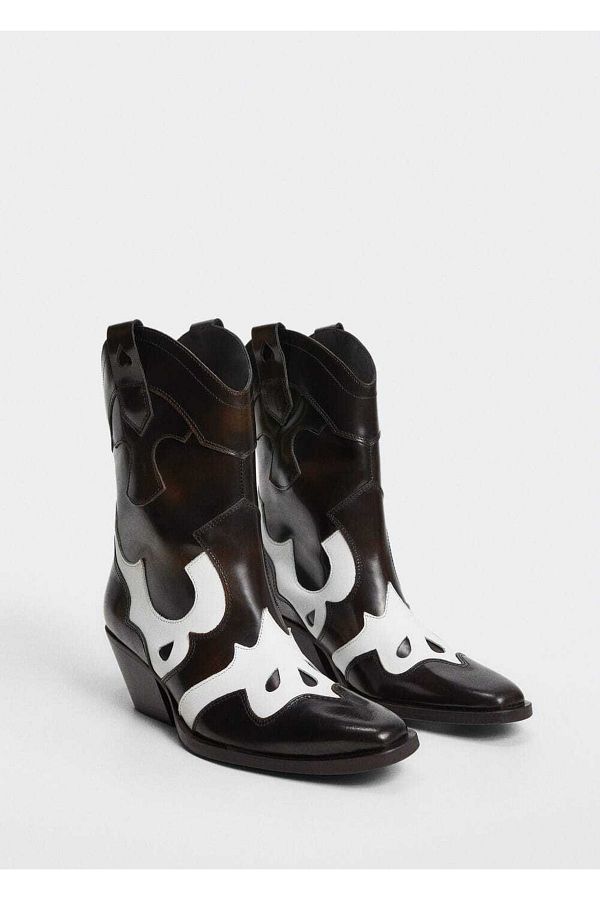MANGO Leather Cowboy Ankle Boots Trendyol