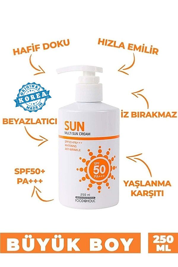 FOODAHOLIC-Multi Sun 250ml Non-Sticky Anti-Blemish Spf50 Pa Uva/UVB Sunscreen with Adenosine 1