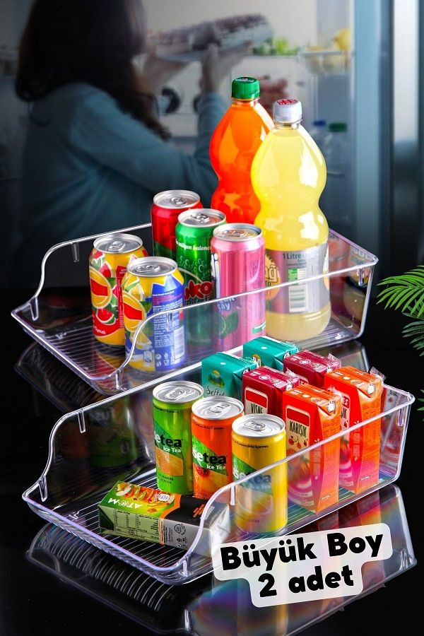 Nandy Home-Mehrzweck-Getränke-Organizer, Kühlschrank- und Schrank-Organizer, große Größe, 2 Stück 1