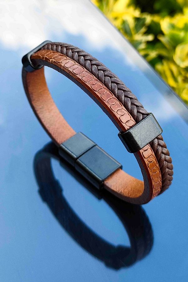 TREND COLLECT ON Men s Genuine Leather Bracelet Brown Color Classic Bracelet Trendyol