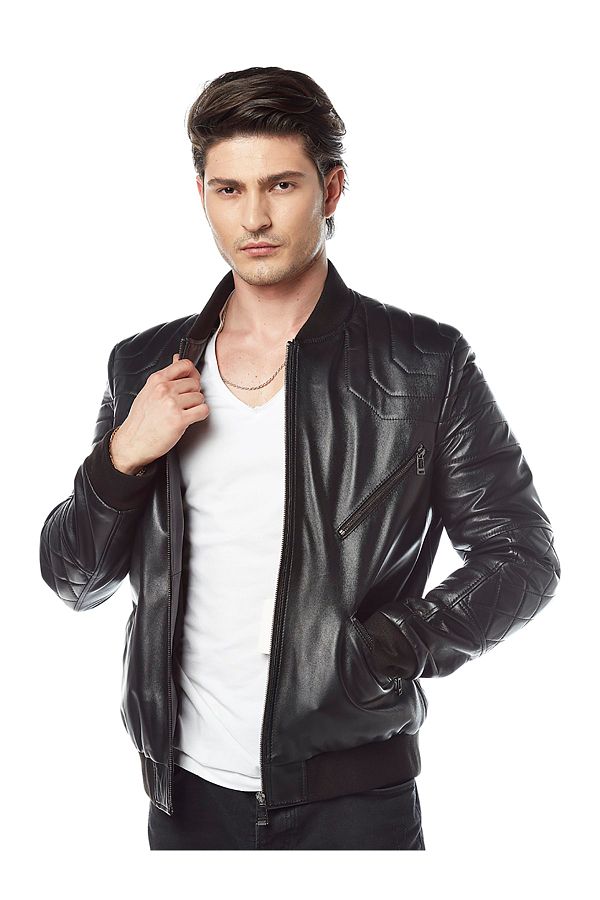 Hodore Tmoty Black Leather Jacket- Trendyol Hodore Tmoty Black Leather Jacket- Trendyol