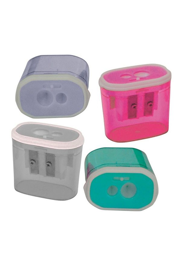 Bubu-Bu-bu Pencil Sharpener Transparent Rectangular Double 4 Colors Kt0010 (Pack of 24) 1