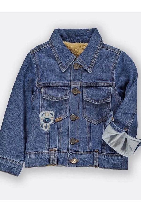 Boys fur lined denim jacket outlet