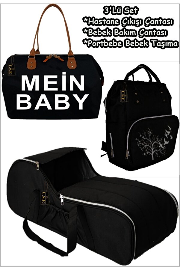USF Portbebe Ana Kucağı Puset Anne Bebek Bakım Çantası Hastane Çıkış Çantası 3lü Set