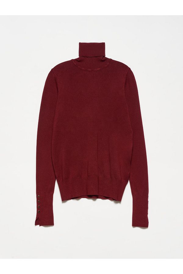 Dilvin-1268 Turtleneck Sleeves Drops Cashmere Sweater 1