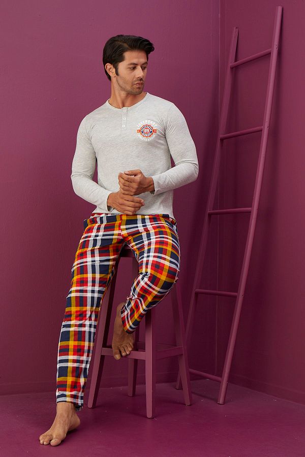 EL TOL Pajama Set Gray Dobby Trendyol