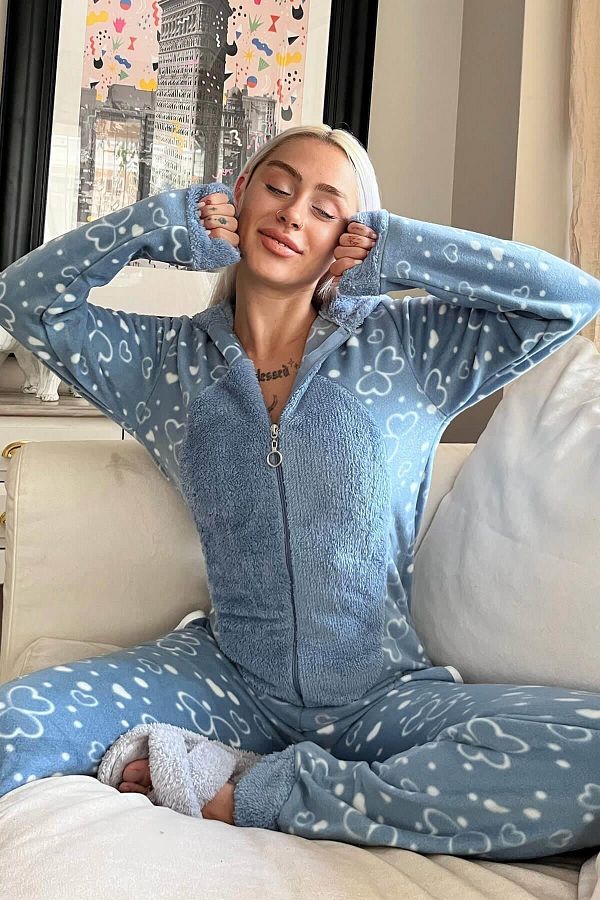 Fleece plush jumpsuit pyjamas top