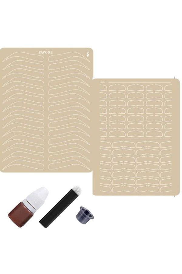 Pavone-Microblading Eyebrow Work Leather - Including Eyebrow Latex Practical Pigment Needle in Set 1