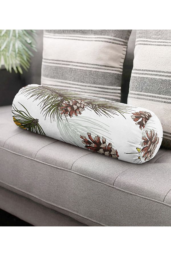 Realhomes Modern Zippered Multi Purpose Cylinder Pillow Throw Pillow with Cone Pattern on White Background Trendyol