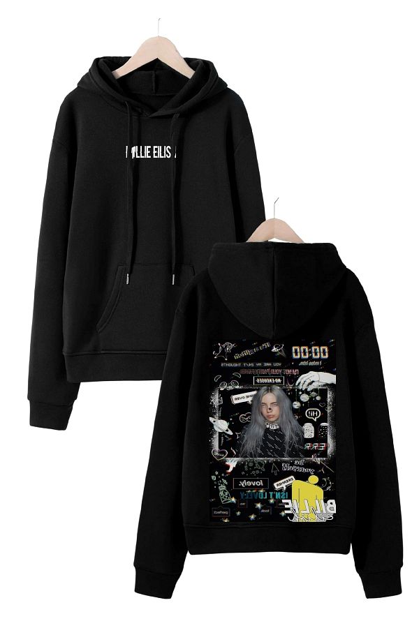 Deocept Billie Eilish Front and Back Printed Special Design Hoodie Trendyol
