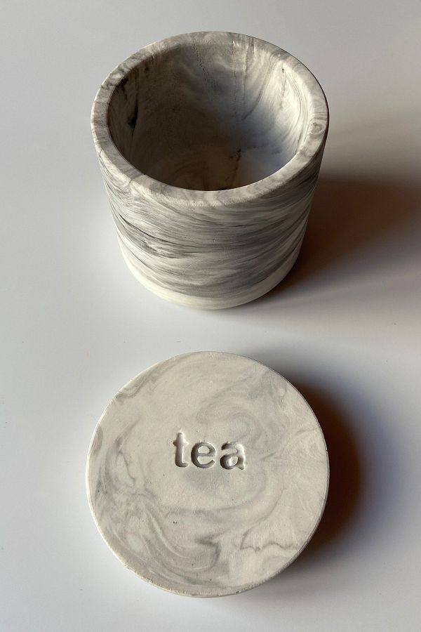 sin istanbul-Concrete Tea Box with Lid Marble Pattern 1