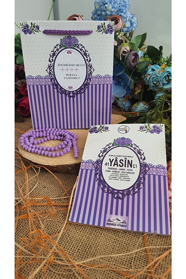 Medrese Yayınları 10 Lu Karton Çantalı Yasin Cüzü Kitabı Gül Kokulu Telefonda Sesli Dinleme,dogum,mevlit Hediye,mor