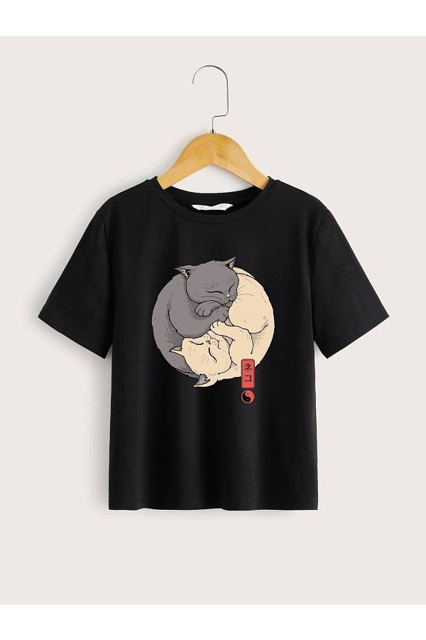 Ying yang cat shirt on sale