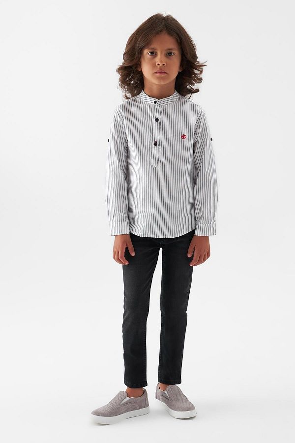 Nebbati-Gestreiftes Jungenhemd 22fw0nb3603 1