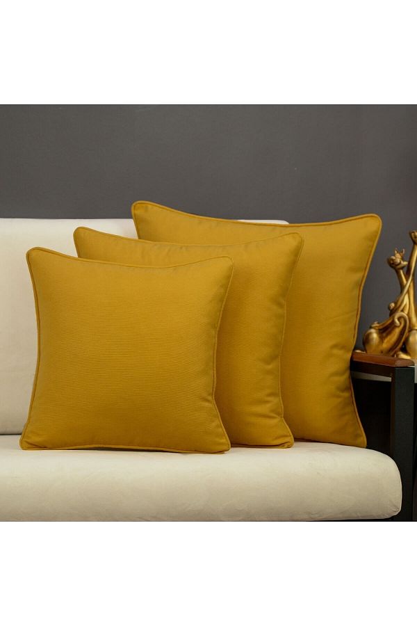 conthes Mustard Yellow Color Throw Pillow Cover Duck Fabric Trendyol