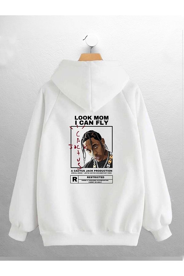 Joza Outdoors Unisex Women Men Cactus Jack Travis Scott Printed White Oversize Sweat