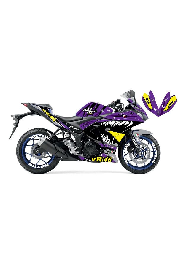 Motiker Yamaha Yzf R25 Rossi Shark Shark Sticker Label Skin Model Purple Trendyol