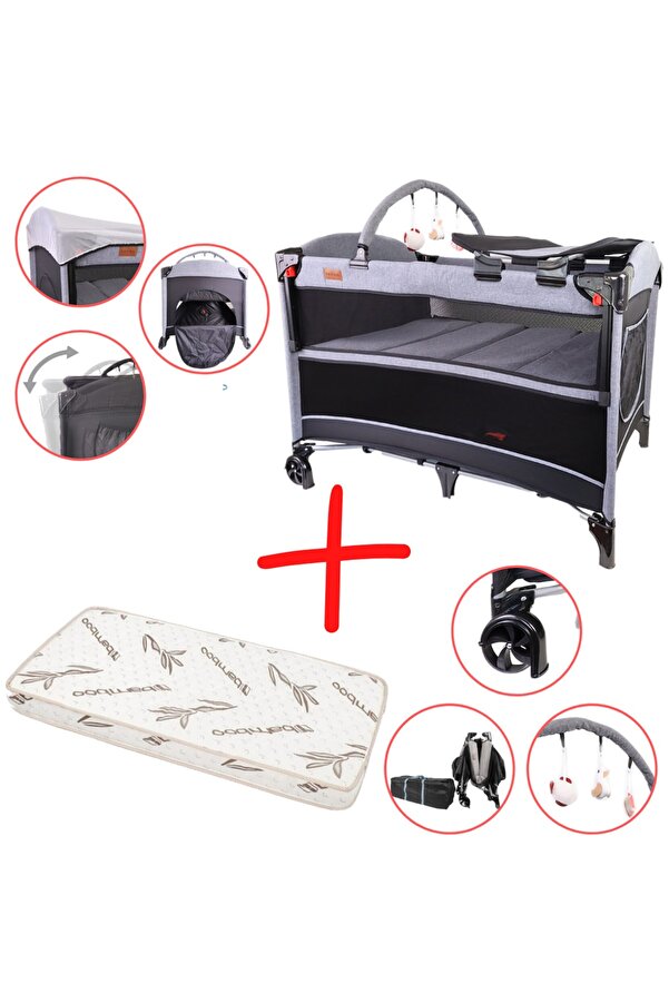 Doona City Anne Yanı Park Yatak Oyun Parkı Beşik 70x110 Cm + Yatak