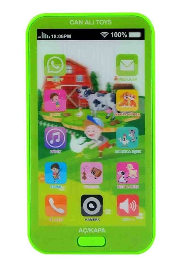 Can Ali Toys Oyuncak Telefon Sesli Işıklı Müzikli Oyuncak Çocuk Telefonu Yeşil