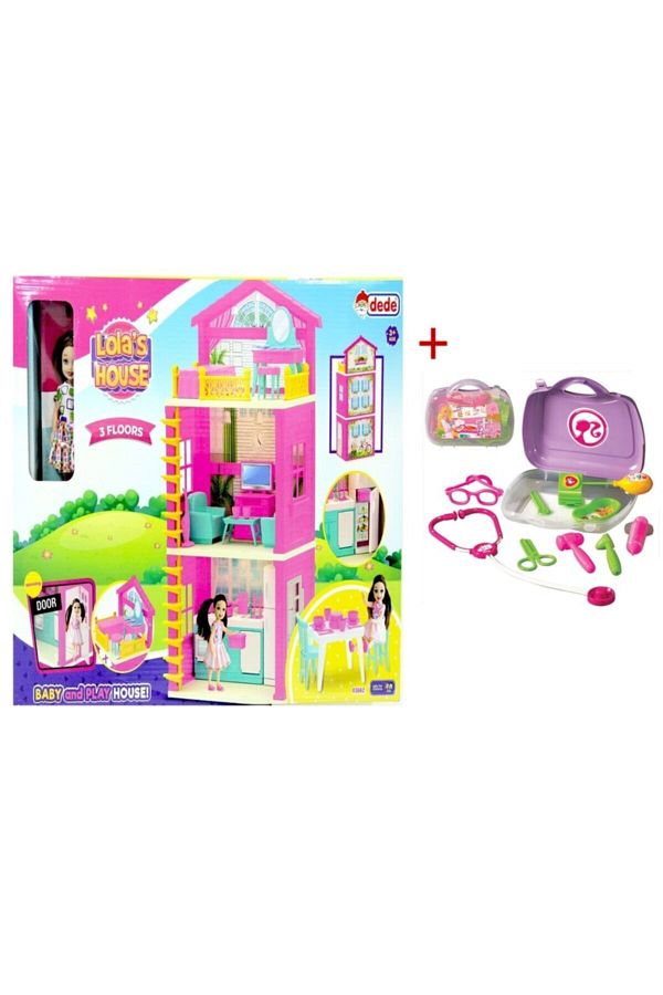 DEDE Educational Dollhouse Toys Lol s 3 Storey House Barbie Doctor Bag with Gift Trendyol