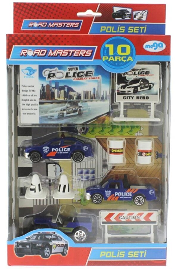 Mega Die Cast Polis Seti 10 Parça