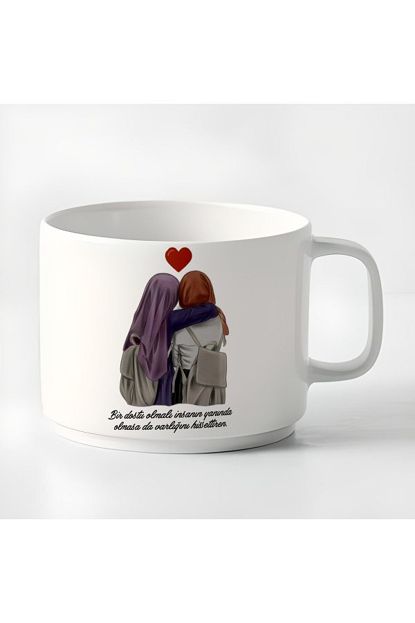 GünayStore-Double Turkish Coffee Cup & Espresso Bff Friend Motto Cup Mug 180 Ml 1