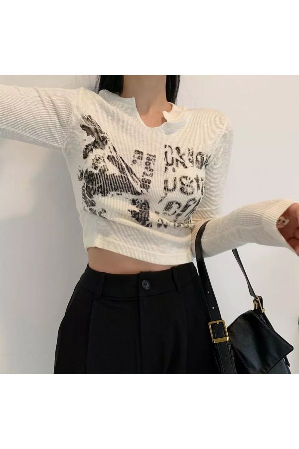 Köstebek-Retro Streetwear Aesthetic Halftone Crop Sweatshirt 1