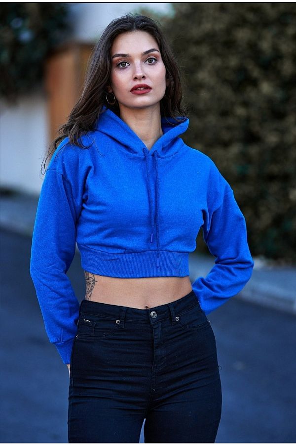 ELS Hooded Crop Thin Sports Sweatshirt Crop Trendyol