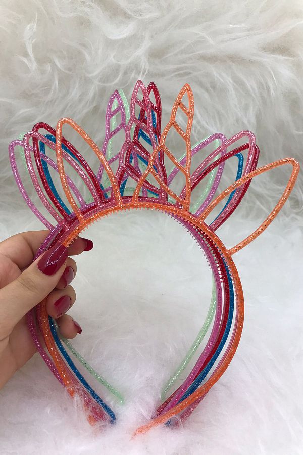 Tahtakaledeyim-6 Transparent Colorful Unicorn Children's and Party Crowns 1