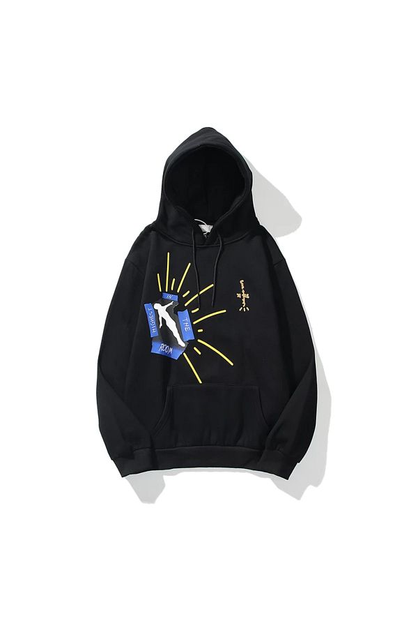 Benisengiydir Unisex Black Highest In The Room Travis Scott Printed Oversize Hooded Sweatshirt Trendyol