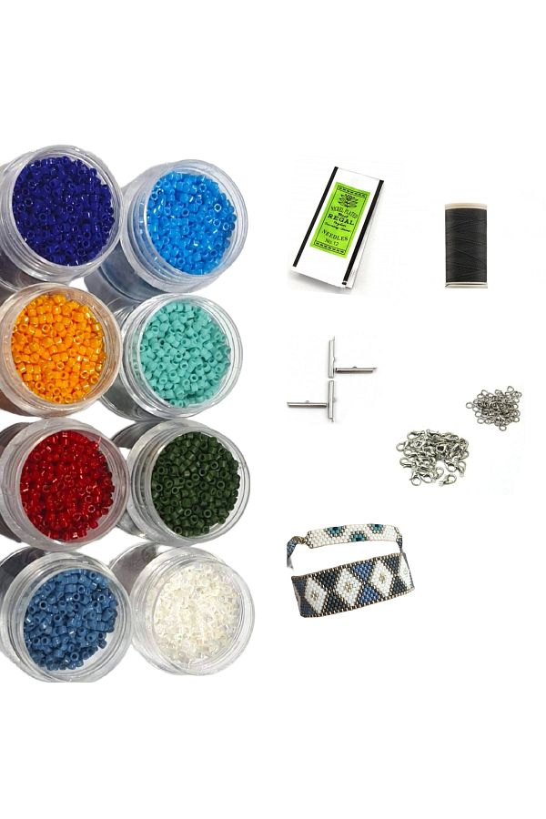 RLX BUJİTERİ-Miyuki Delica Bead Set - With 5 Pairs of Closing Rings and Clips (8 COLORS TOTAL) 1