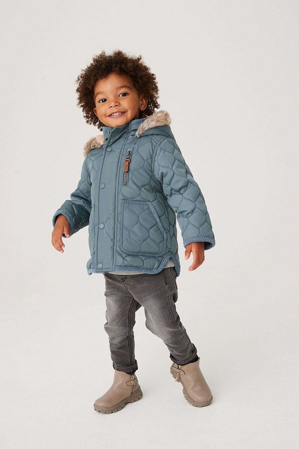 Next Baby Furry Blue Quilted Coat Trendyol