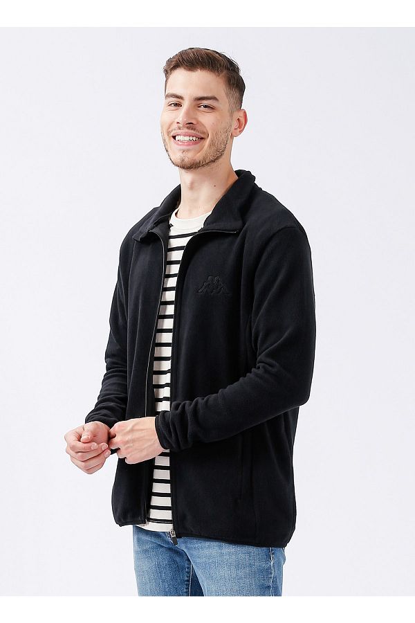 Kappa Black Men s Zip Jacket 361 1vw Logo Ellow Tk Trendyol