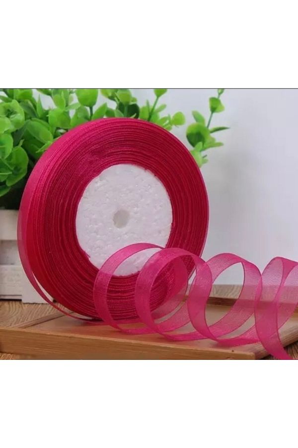 Deniz Party Store-Organza Fuchsia Κορδέλα 1 εκ. 50 μέτρα Δώρο Στολίδι 1