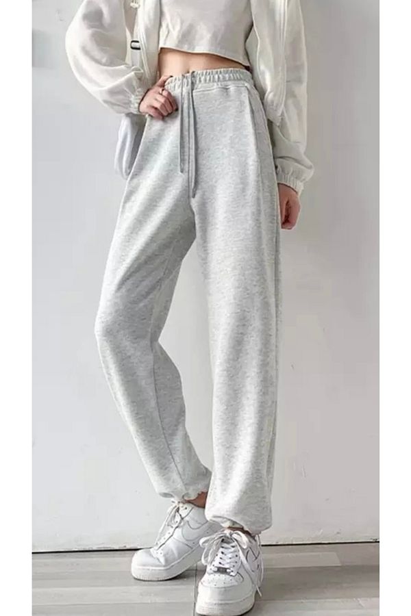 BE QUEEN Elastic High Waist Thick Winter Wrapped Loose Women s Sweatpants Trendyol