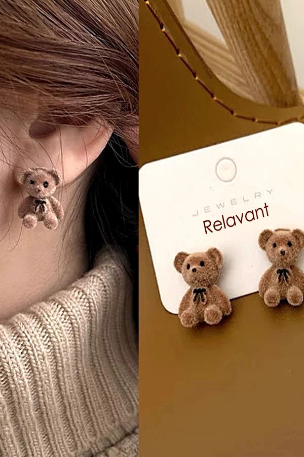Teddy bear earrings on sale