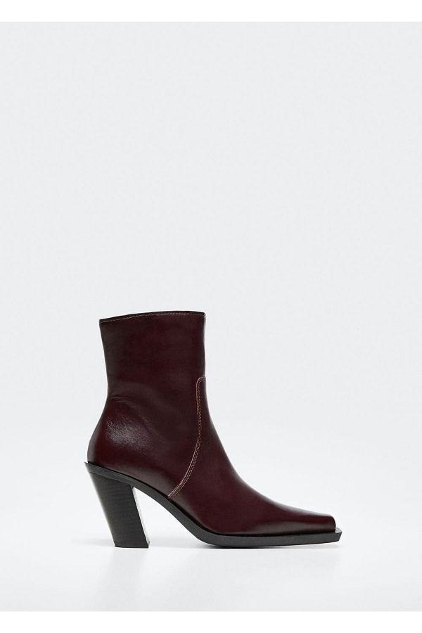 MANGO Ankle Boots Burgundy Flat Trendyol