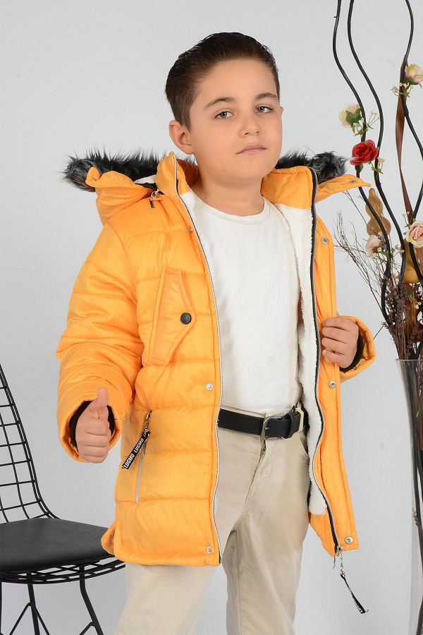 LUGMO-Boy's Jacket Coat Verona Furry Yellow 1